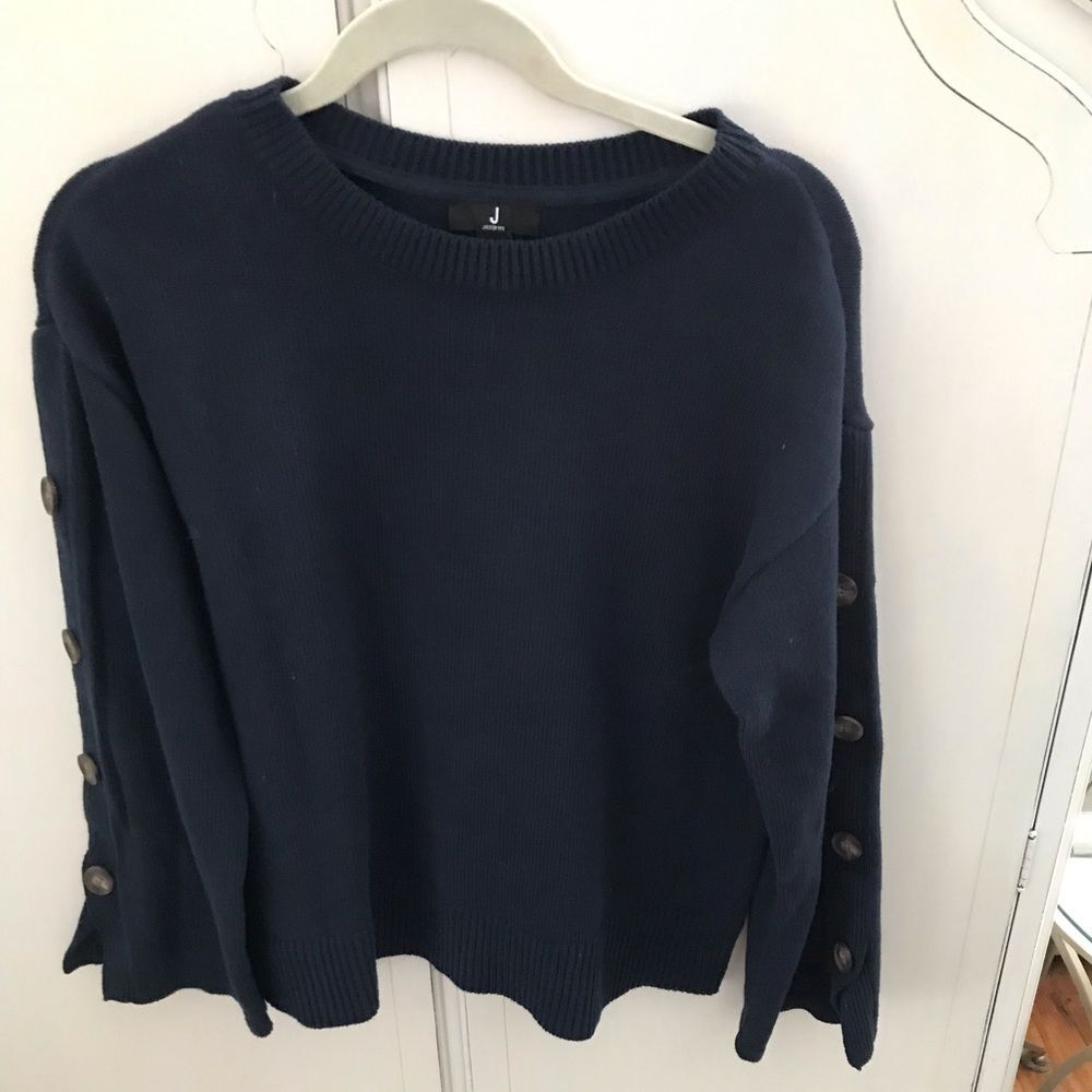 Jason Wu Navy Blue Button Drop Bell Sleeve Oversize Sweater Size XS